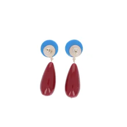 Boucles d'oreilles goutte bleu et rouge
