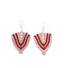 Boucles d'oreilles tissées nude rayée rouge et blanc