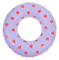 Bouée gonflable lilas et cœurs rouge 55cm