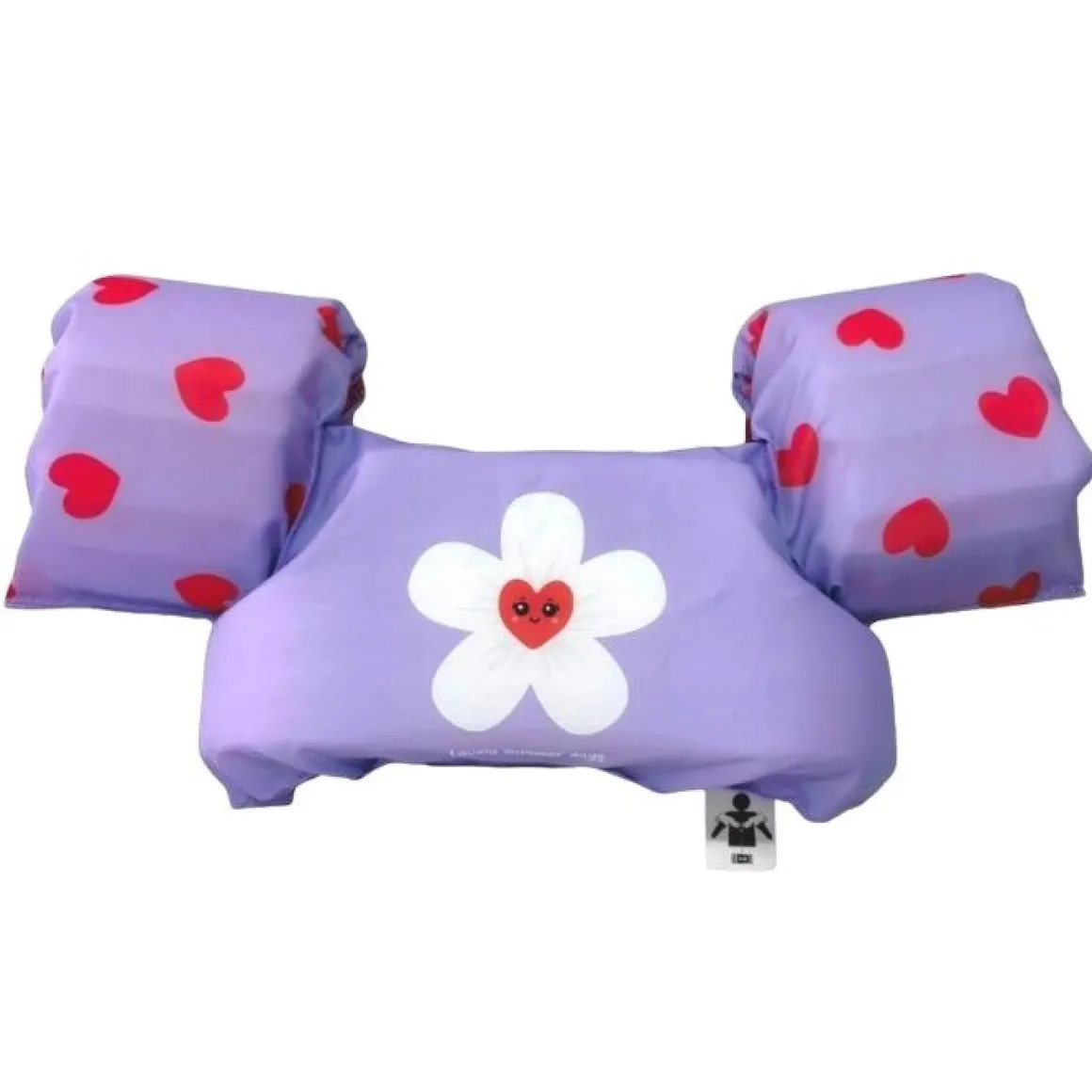 Bouée ventrale avec brassards lilas coeurs 2-6 ans