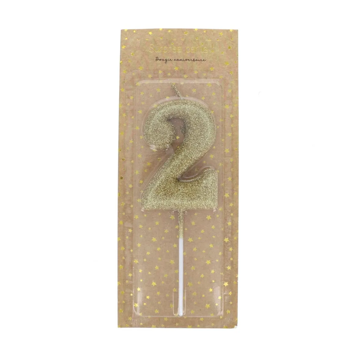 Bougie anniversaire paillettes chiffre 2