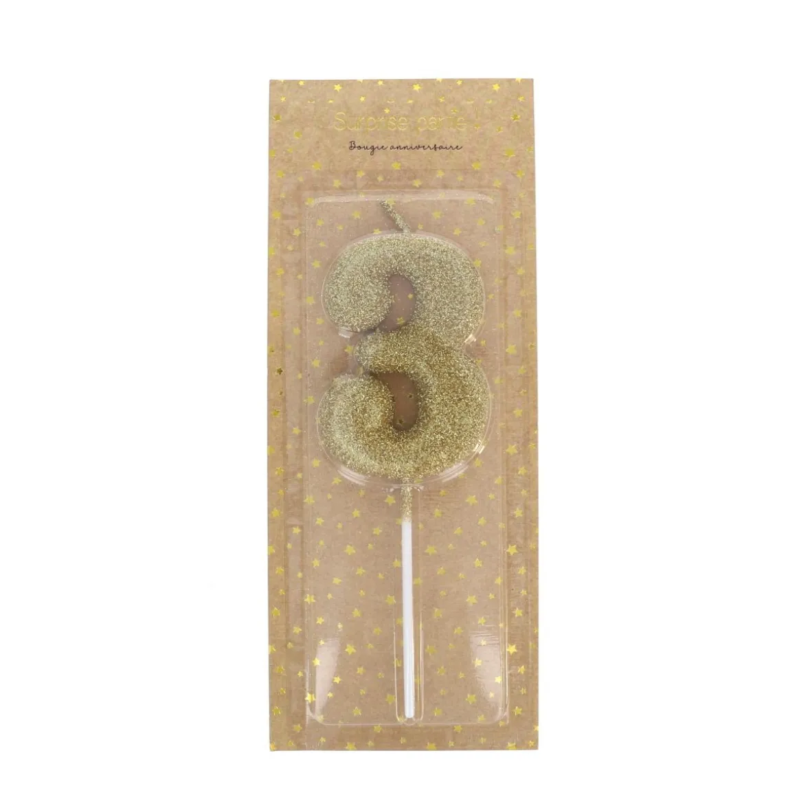 Bougie anniversaire paillettes chiffre 3
