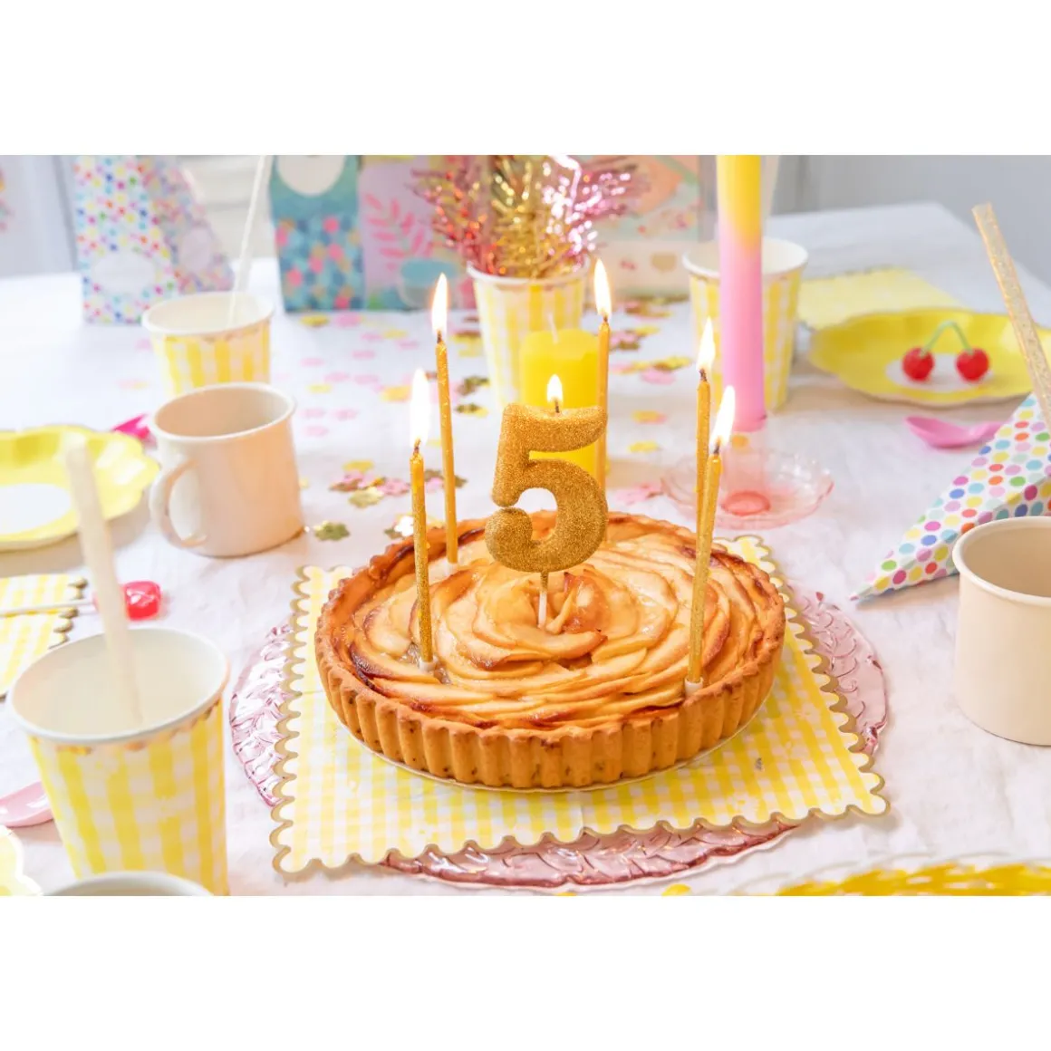 Bougie anniversaire paillettes chiffre 5