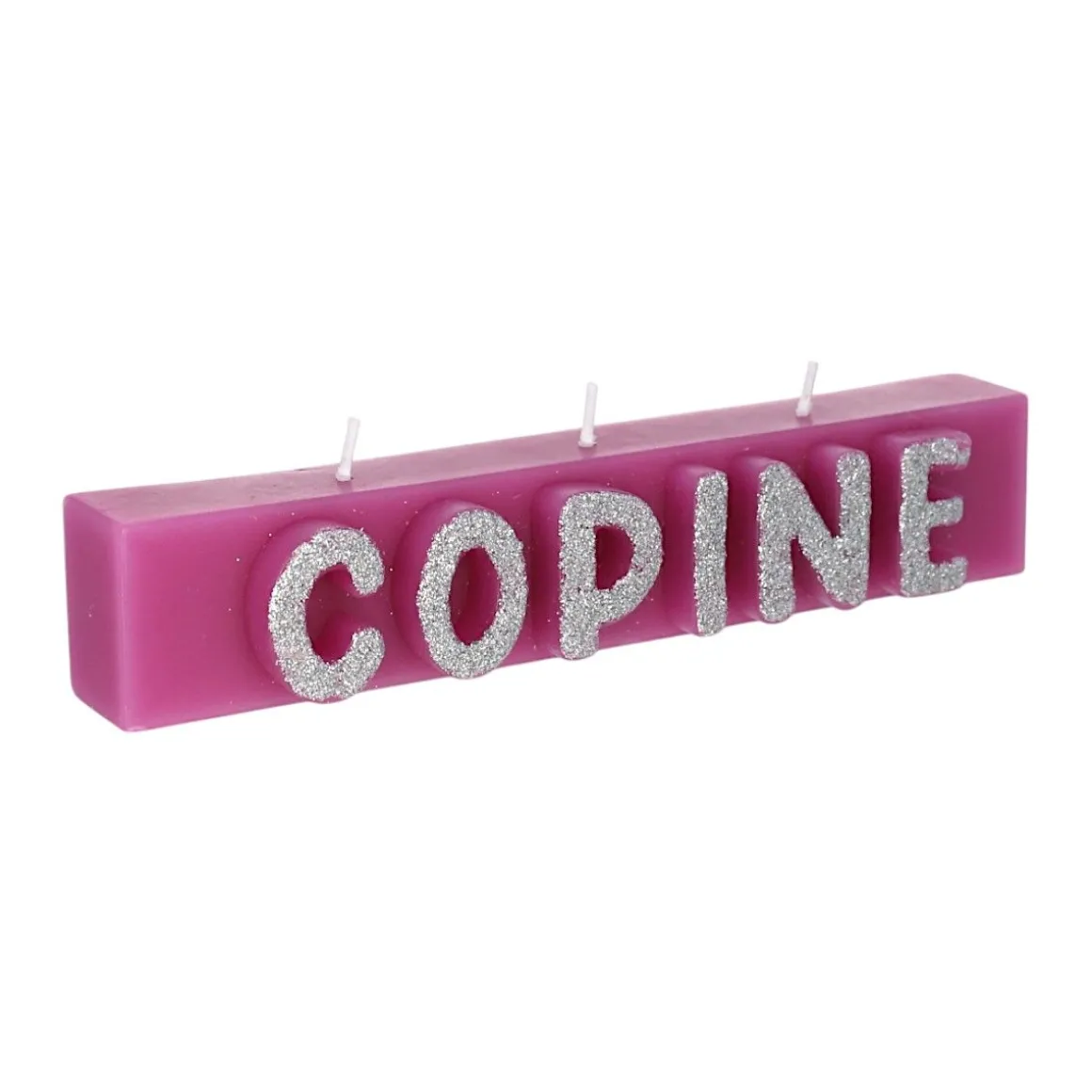 Bougie Copine à paillettes argentées