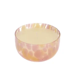 Bougie en verre mouchetée rose