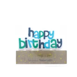 Bougie Happy birthday verte et bleue