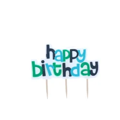Bougie Happy birthday verte et bleue
