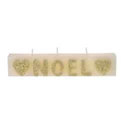 Bougie Noël à paillettes dorées