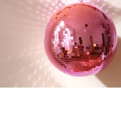 Boule à facettes disco rose 40 cm