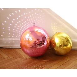 Boule à facettes disco rose 40 cm