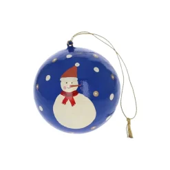 Boule de Noël bleue et bonhomme de neige