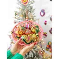 Boule de Noël galon Indien doré et vert