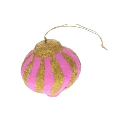 Boule de Noël goutte spirale rose or