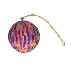 Boule de Noël rose pailleté et sequins