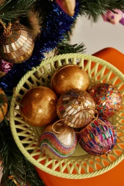 Boule de Noël rose pailleté et sequins
