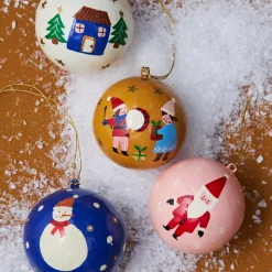 Boule de Noël rose Père Noël