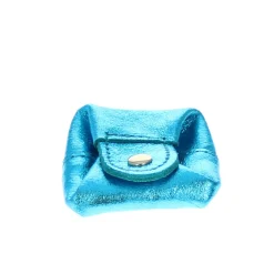 Bourse en cuir bleu turquoise