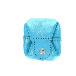 Bourse pailletée cuir bleu ciel