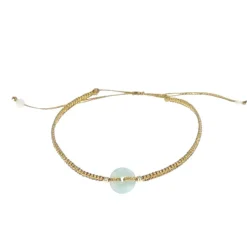 Bracelet cristal fil doré perle verte
