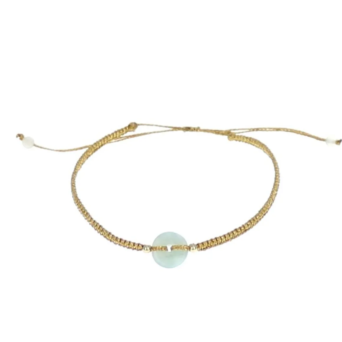 Bracelet cristal fil doré perle verte