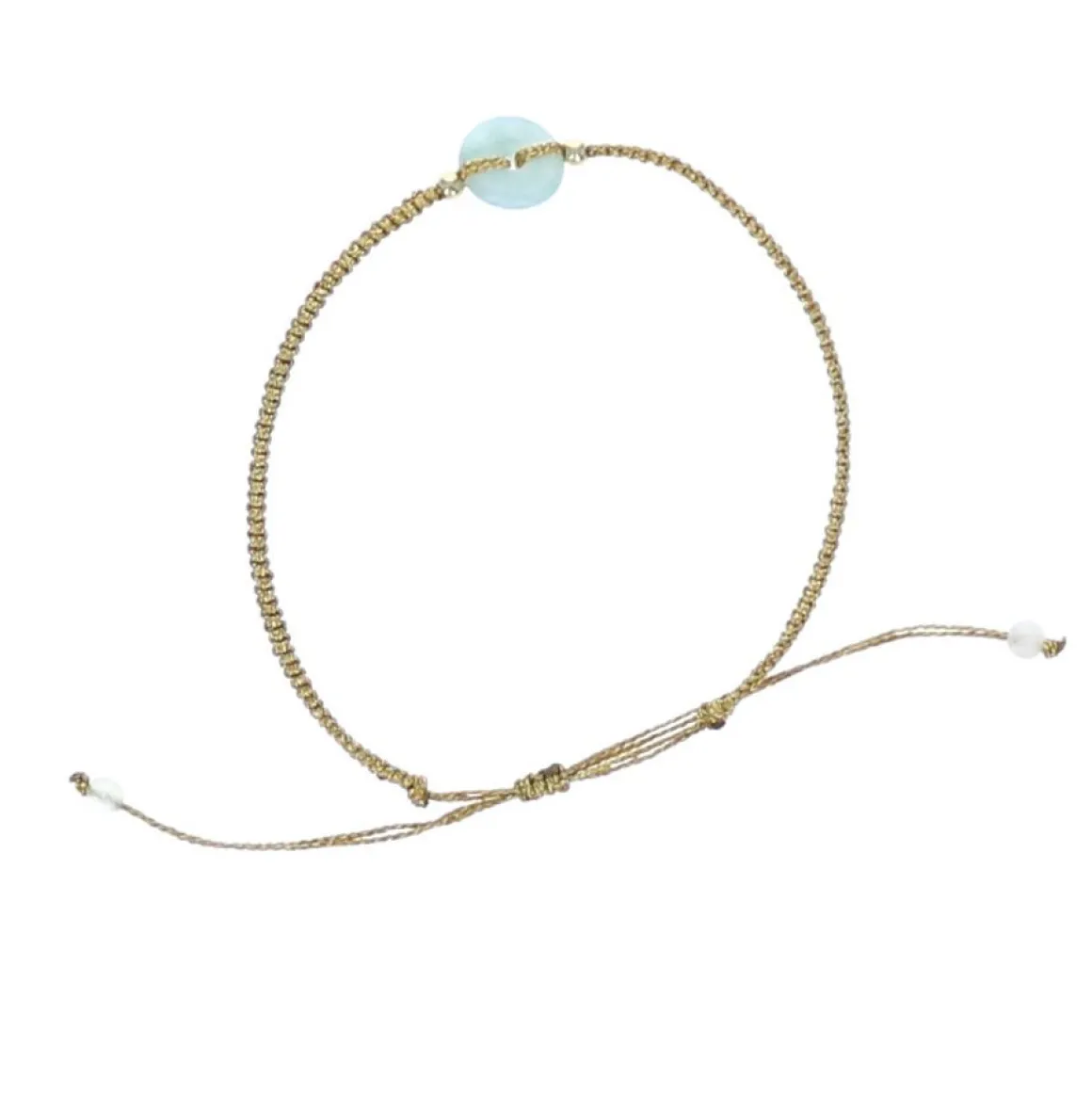 Bracelet cristal fil doré perle verte