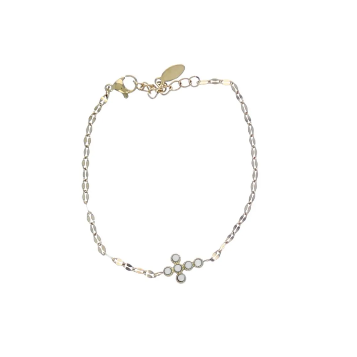Bracelet doré croix blanche