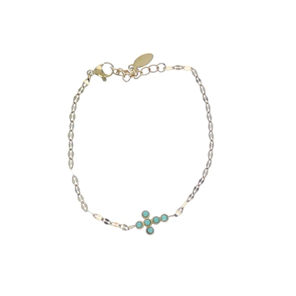 Bracelet doré croix verte