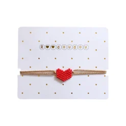 Bracelet enfant en perles cœur rouge