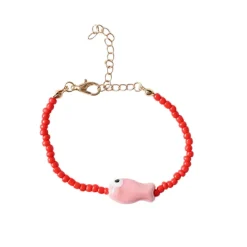 Bracelet enfant perles rouges et poisson - Trouville