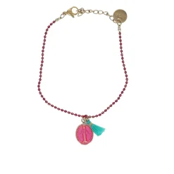 Bracelet gri-gri médaillon rose