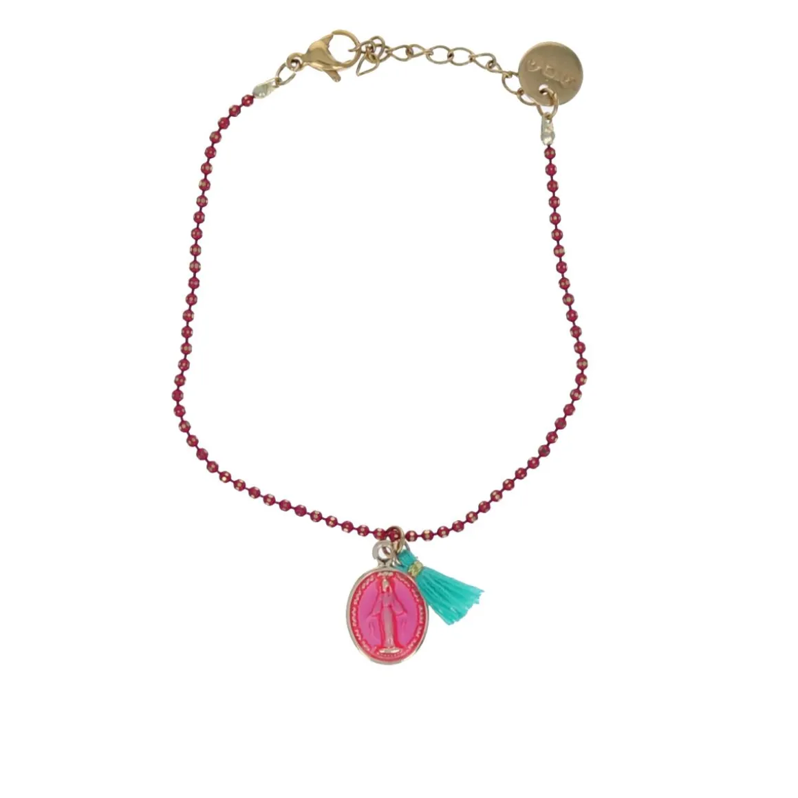Bracelet gri-gri médaillon rose