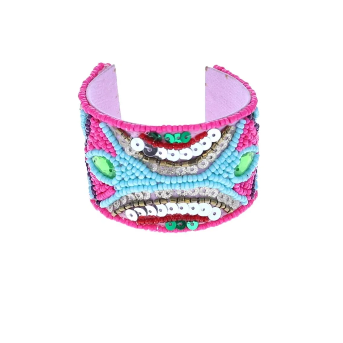 Bracelet manchette à perles multicolores