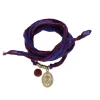 Bracelet ruban de soie violet aubergine