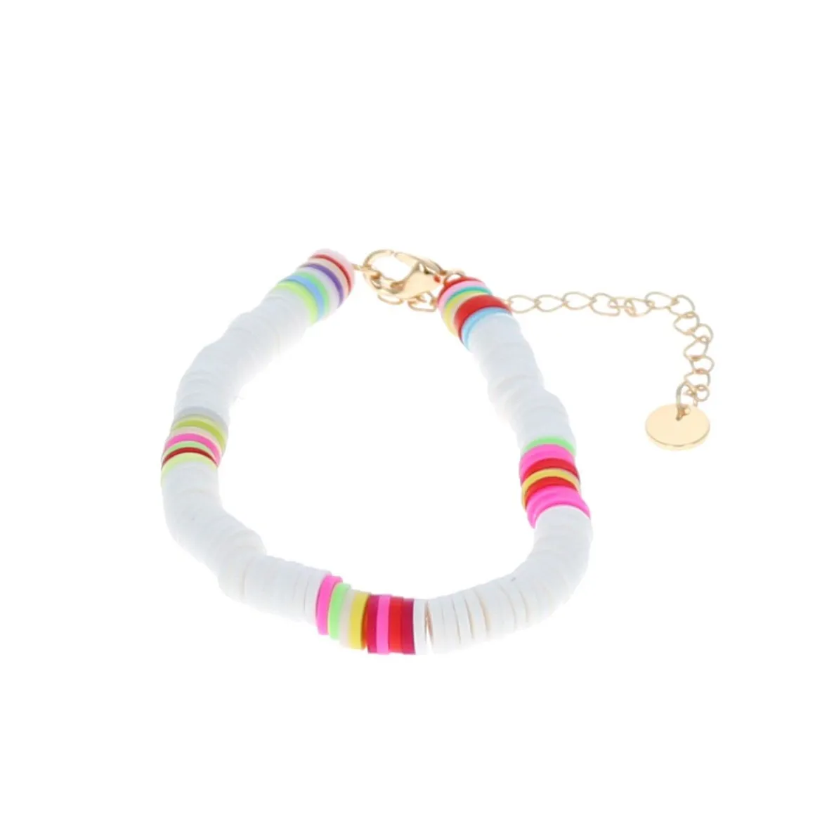 Bracelet surfeur perles de heishi blanc