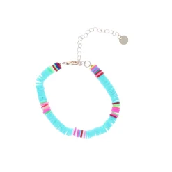 Bracelet surfeur perles de heishi bleu clair