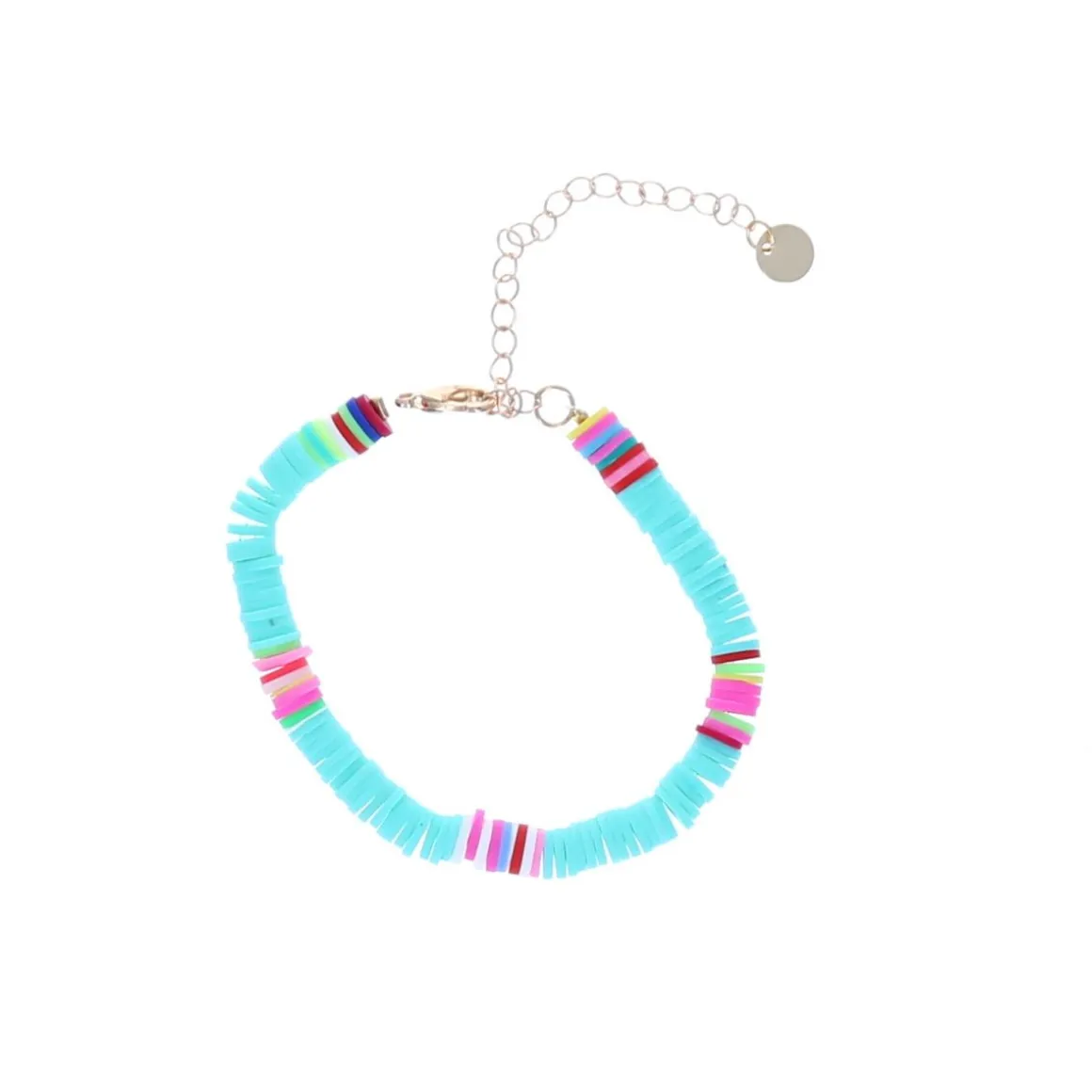 Bracelet surfeur perles de heishi bleu clair