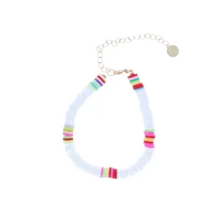 Bracelet surfeur perles de heishi blanc