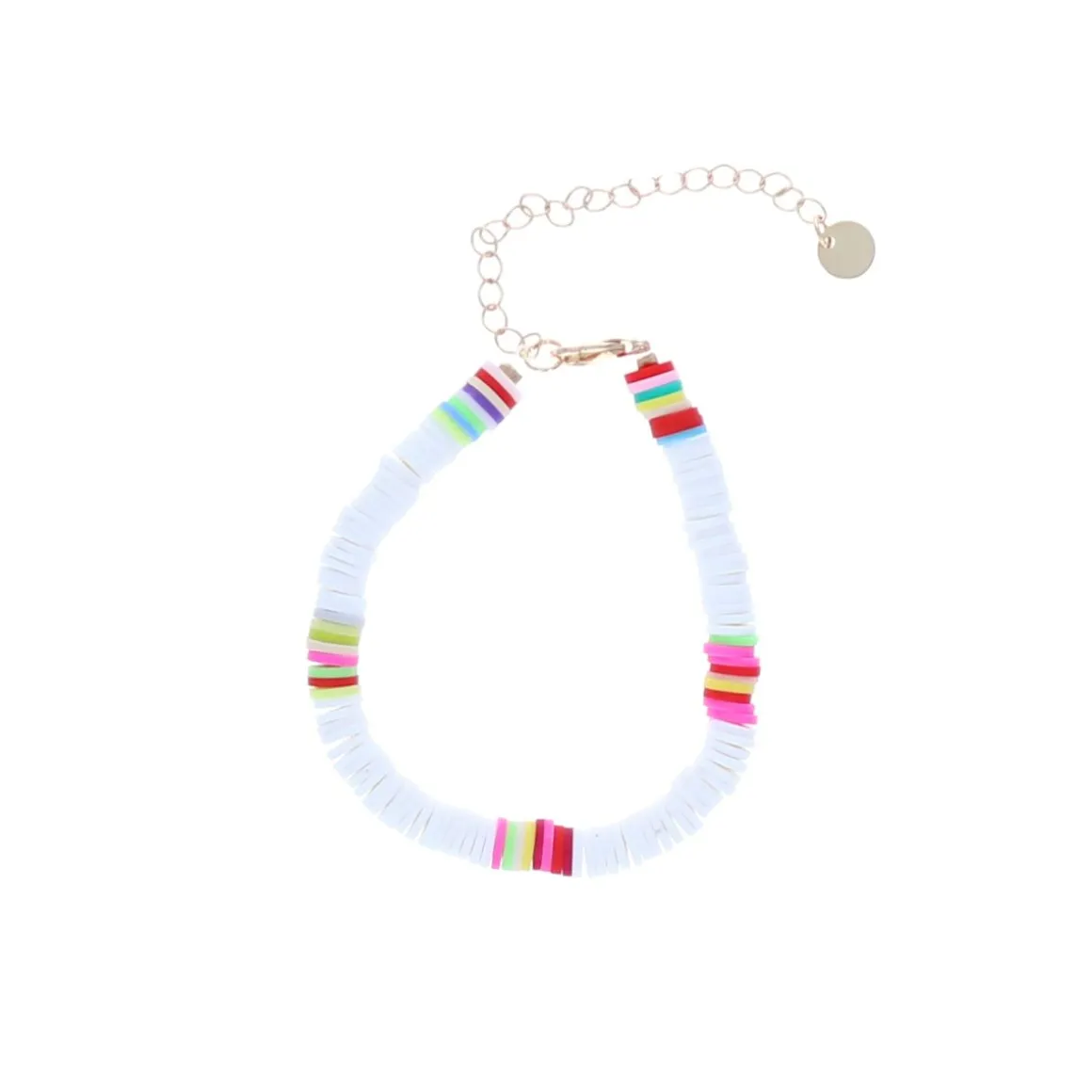 Bracelet surfeur perles de heishi blanc