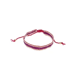 Bracelet tissé avec perles rose fuchsia