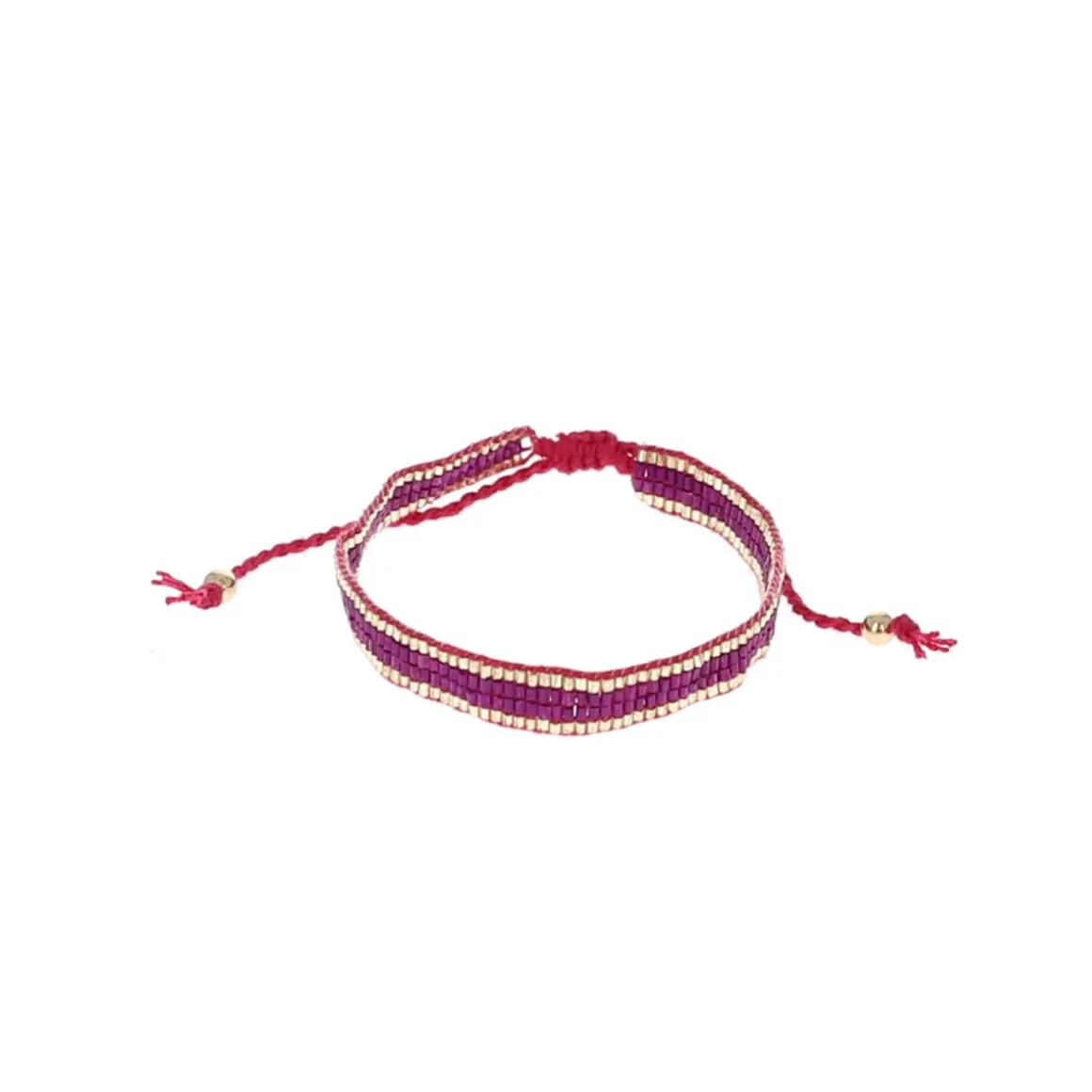Bracelet tissé avec perles rose fuchsia