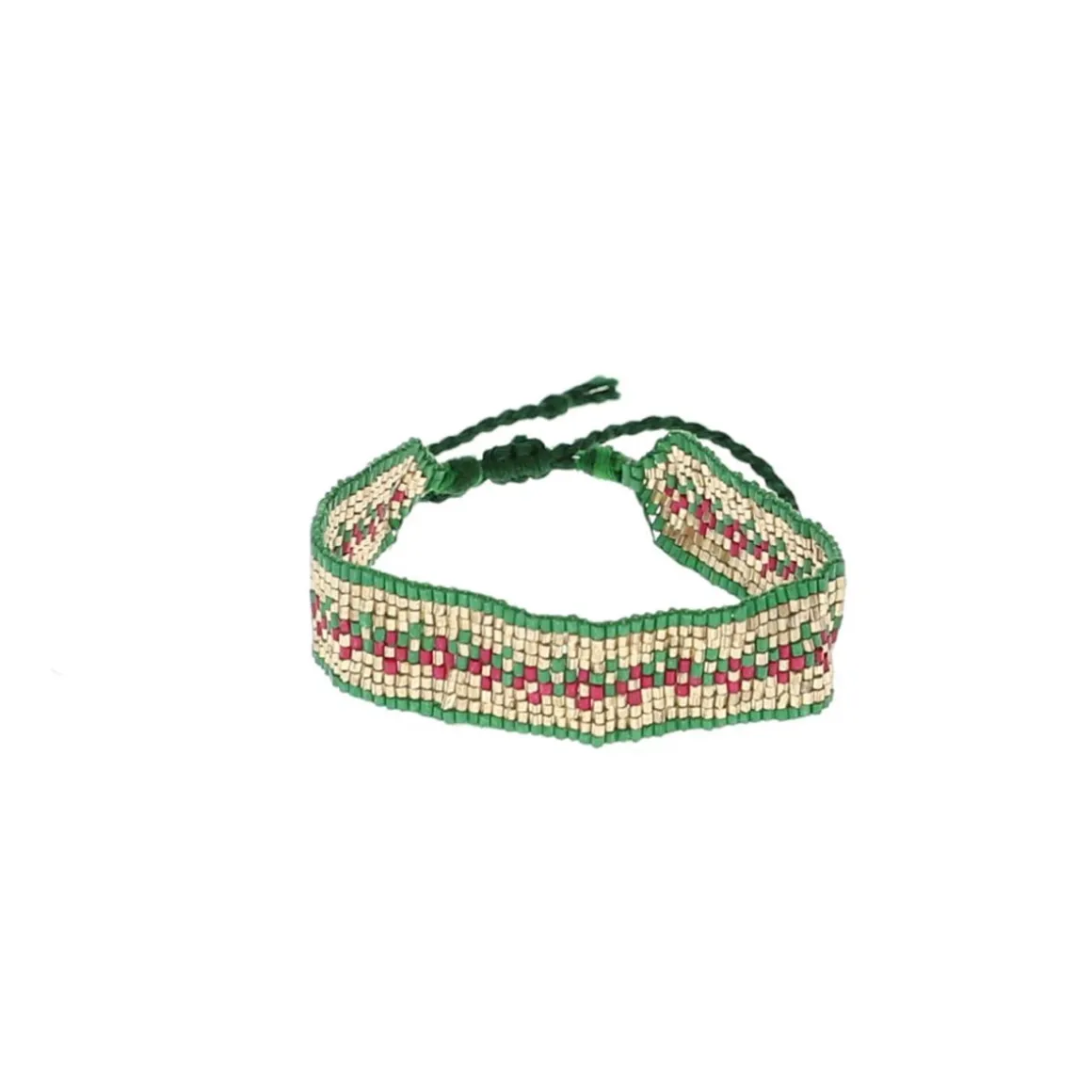 Bracelet tissé avec perles vert