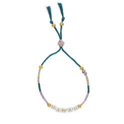 Bracelet tissé avec perles mot "Maman"
