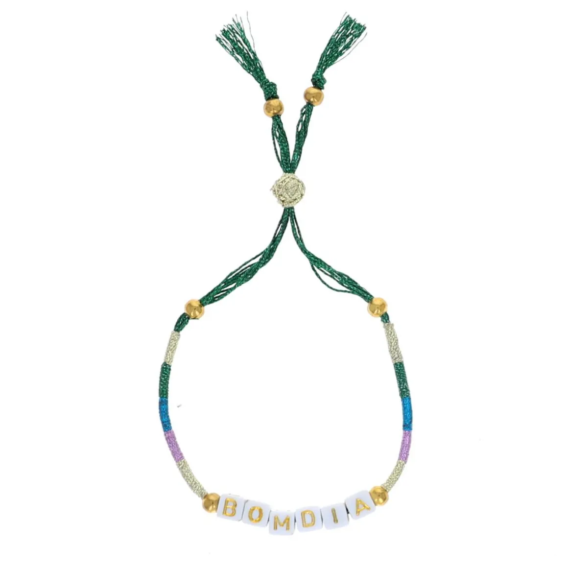 Bracelet tissé avec perles mot "Bom Dia" - Copacabana Party !