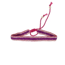 Bracelet tissé avec perles rose fuchsia