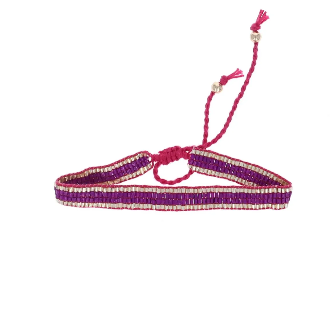 Bracelet tissé avec perles rose fuchsia