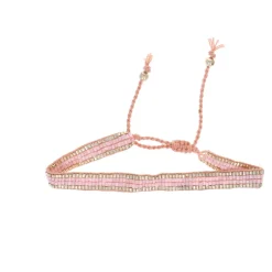 Bracelet tissé avec perles rose pâle