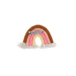 Broche arc en ciel rose et moutarde