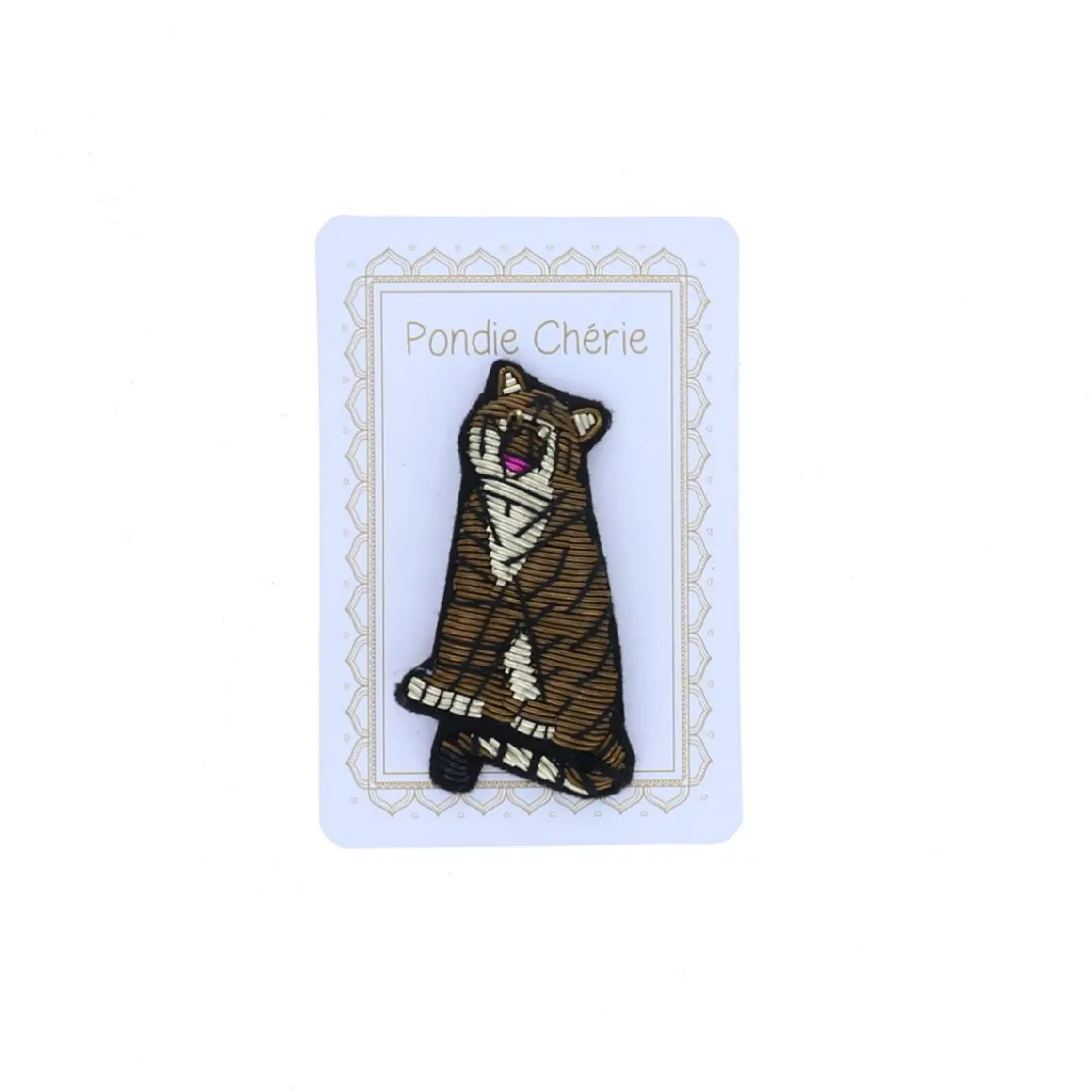 Broche brodée tigre