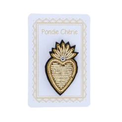 Broche coeur ex-voto doré