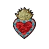 Broche sequins cœur ex-voto rouge et doré